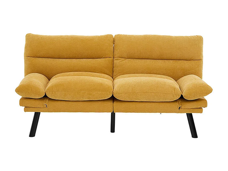 Canapé 2 places chenille ergonomique assise dossier accoudoirs réglables pieds métal confort stable Jaune moutarde