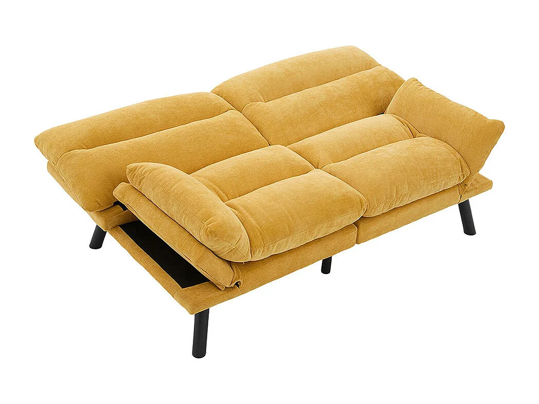 Canapé 2 places chenille ergonomique assise dossier accoudoirs réglables pieds métal confort stable Jaune moutarde