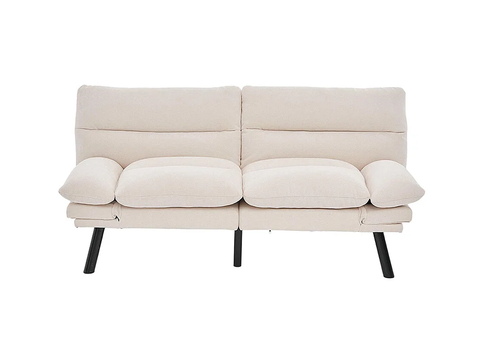 Canapé 2 places chenille ergonomique assise dossier accoudoirs réglables pieds métal confort stable beige