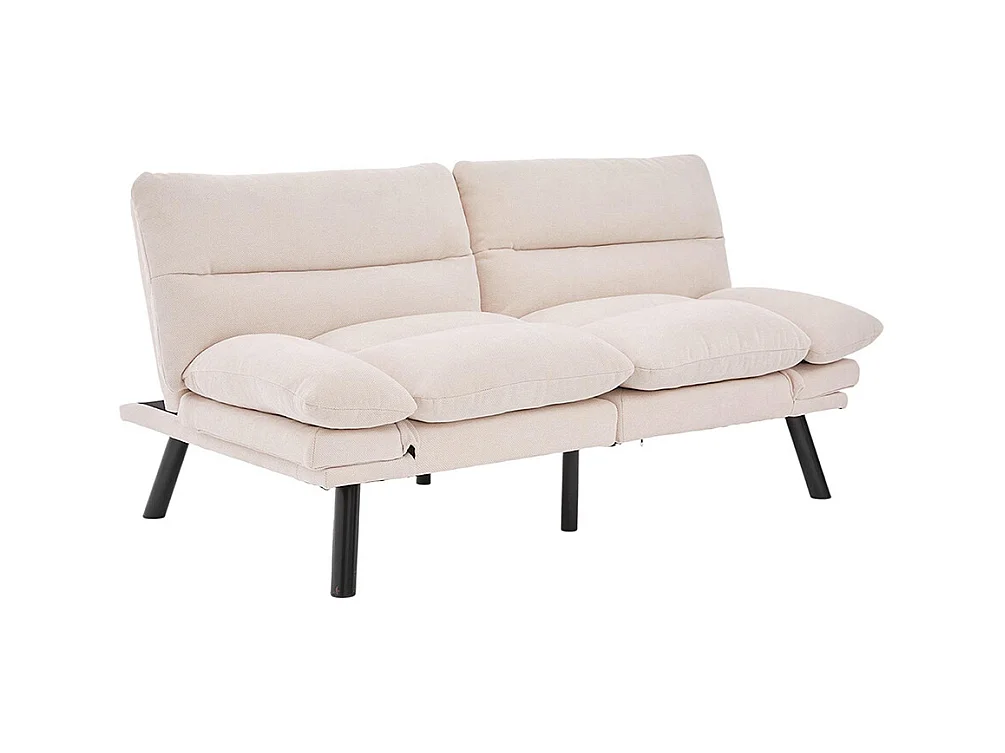 Canapé 2 places chenille ergonomique assise dossier accoudoirs réglables pieds métal confort stable beige