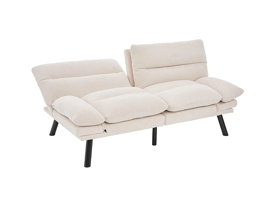 Canapé 2 places chenille ergonomique assise dossier accoudoirs réglables pieds métal confort stable beige