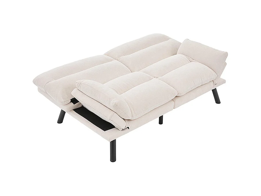 Canapé 2 places chenille ergonomique assise dossier accoudoirs réglables pieds métal confort stable beige