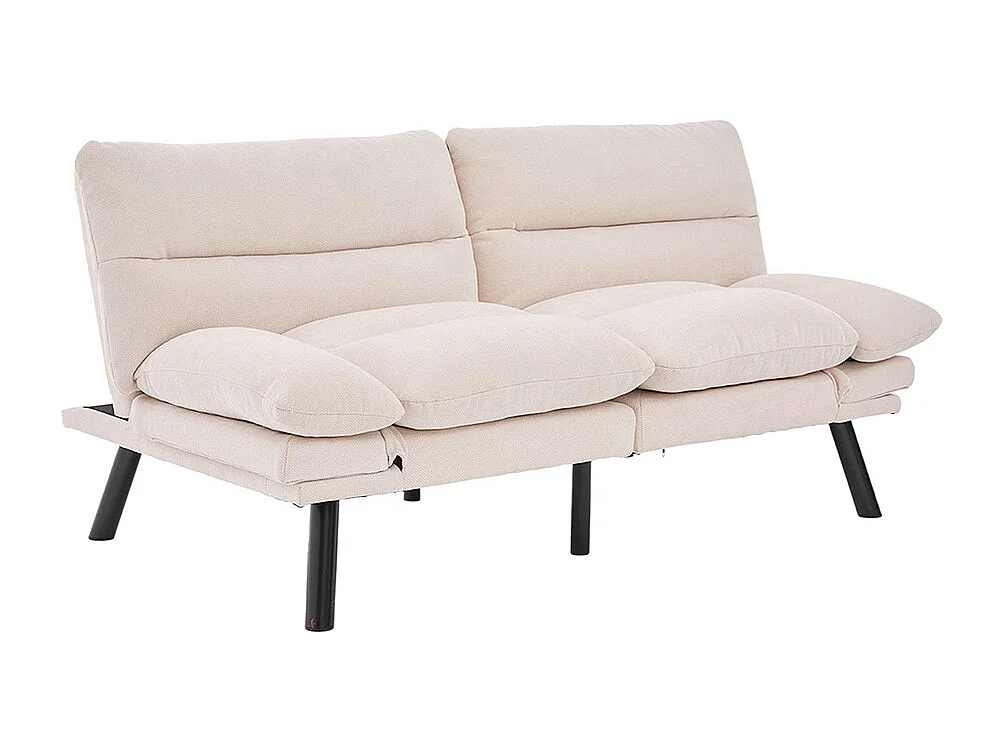 Canapé 2 places chenille ergonomique assise dossier accoudoirs réglables pieds métal confort stable beige