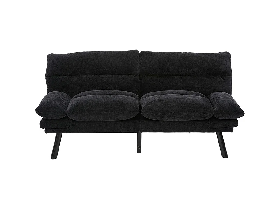 Canapé 2 places chenille ergonomique assise dossier accoudoirs réglables pieds métal confort stable noir