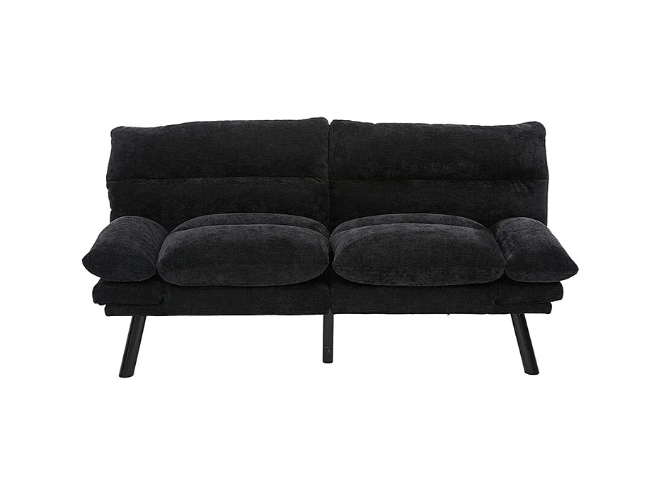 Canapé 2 places chenille ergonomique assise dossier accoudoirs réglables pieds métal confort stable noir