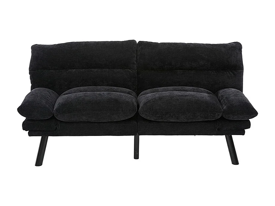 Canapé 2 places chenille ergonomique assise dossier accoudoirs réglables pieds métal confort stable noir