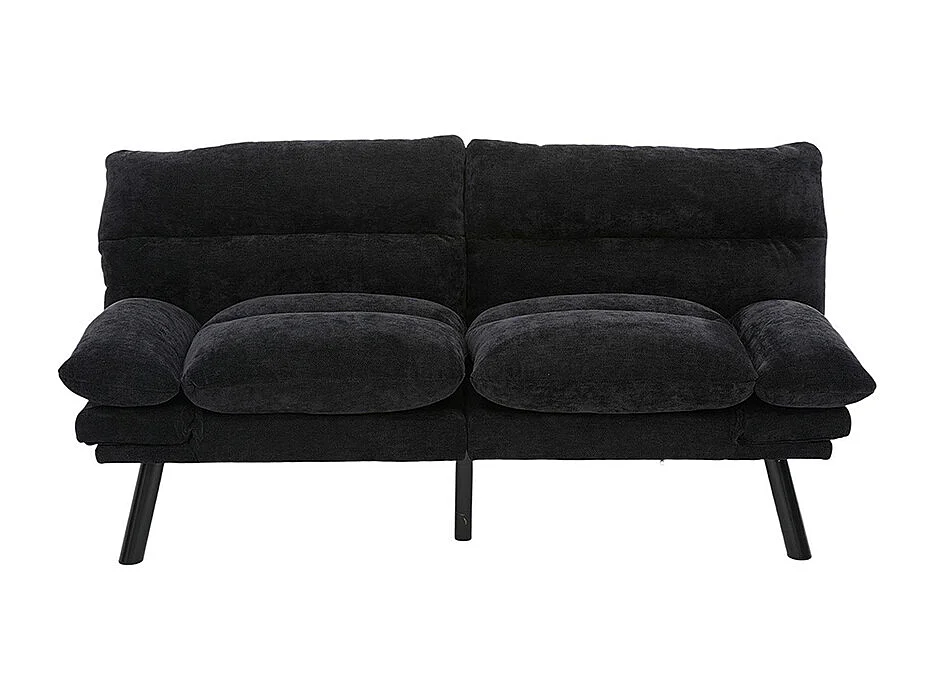 Canapé 2 places chenille ergonomique assise dossier accoudoirs réglables pieds métal confort stable noir