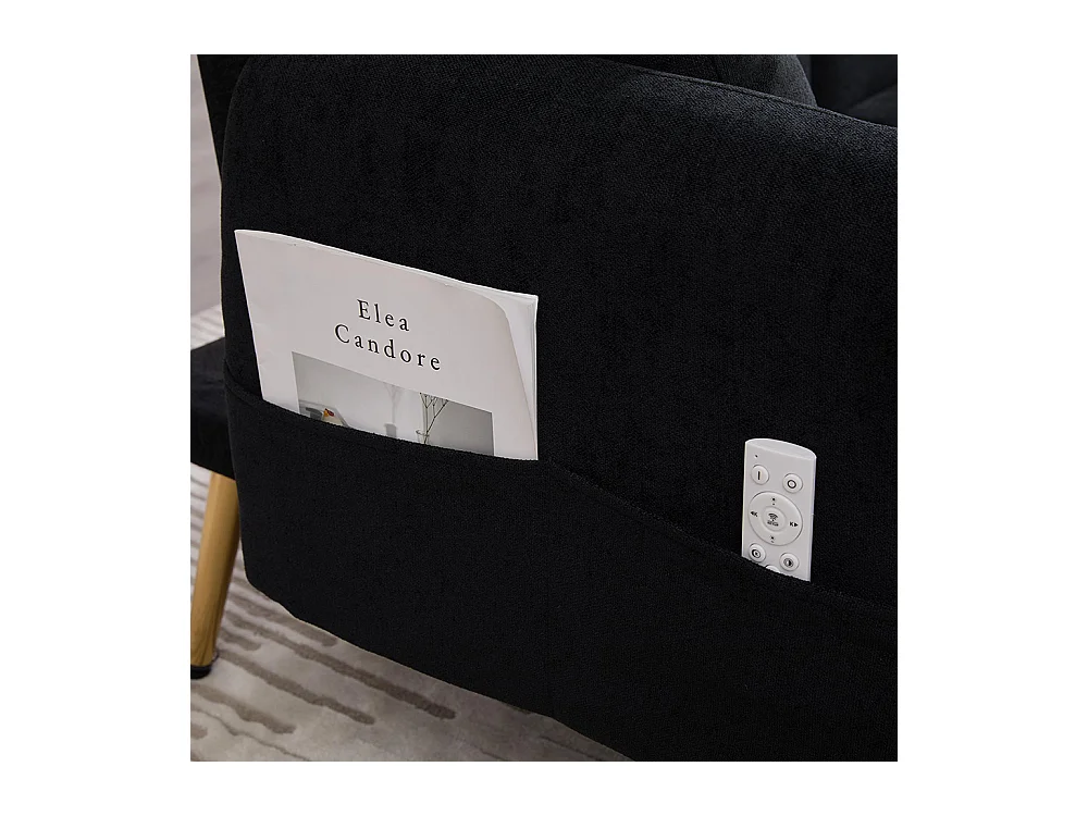 Canapé convertible 2 places dossier ajustable USB poche support téléphone pieds métal pliant siège lit dappoint noir