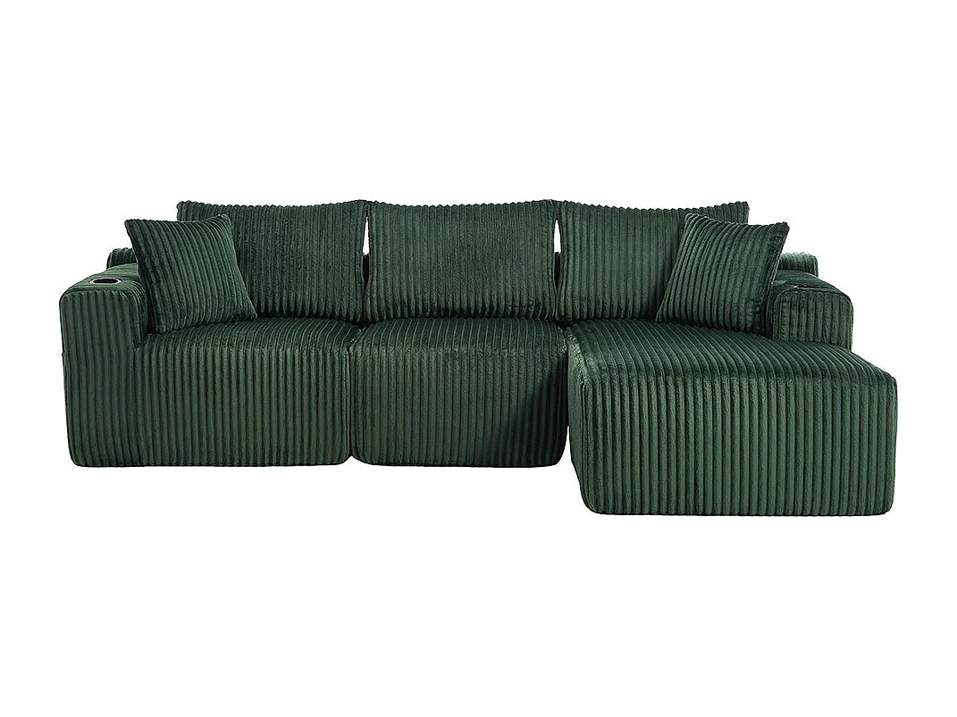 Canapés modulaires chaise longue 2 places velours doux 5 coussins poches porte-gobelets mousse dense DIY salon studio Émeraude