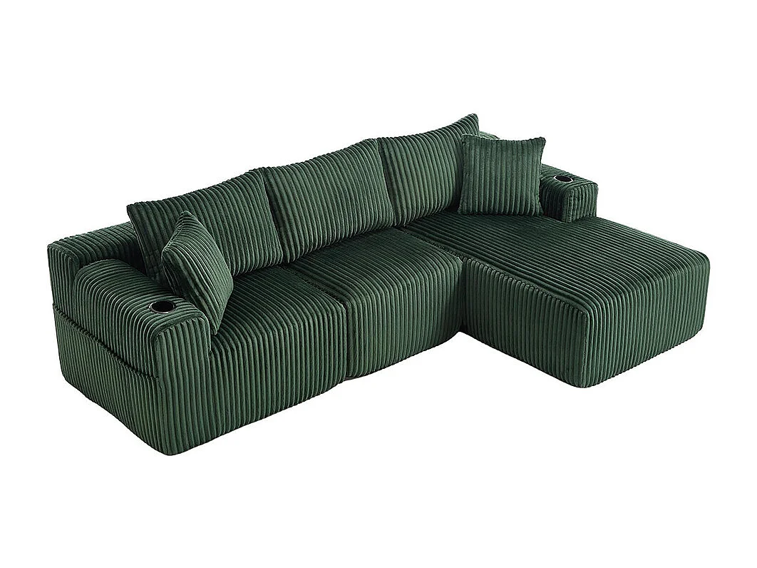 Canapés modulaires chaise longue 2 places velours doux 5 coussins poches porte-gobelets mousse dense DIY salon studio Émeraude