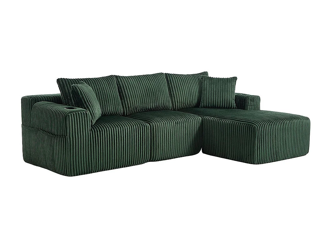 Canapés modulaires chaise longue 2 places velours doux 5 coussins poches porte-gobelets mousse dense DIY salon studio Émeraude