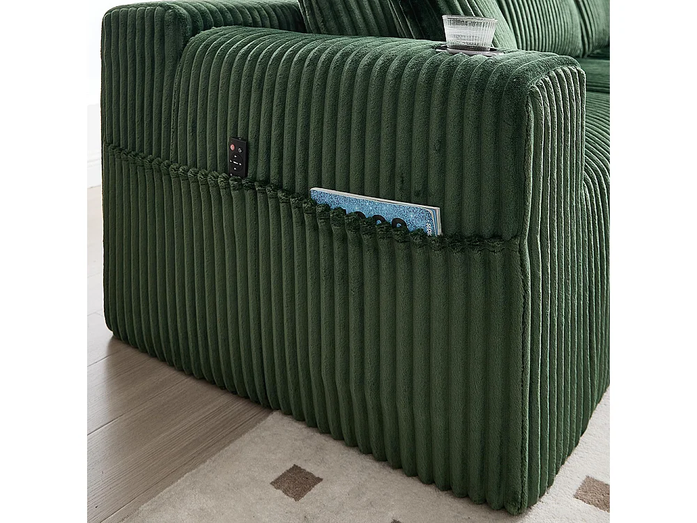 Canapés modulaires chaise longue 2 places velours doux 5 coussins poches porte-gobelets mousse dense DIY salon studio Émeraude