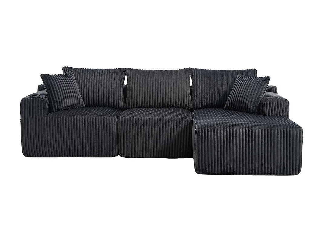 Canapés modulaires chaise longue 2 places velours doux 5 coussins poches porte-gobelets mousse dense DIY salon studio gris