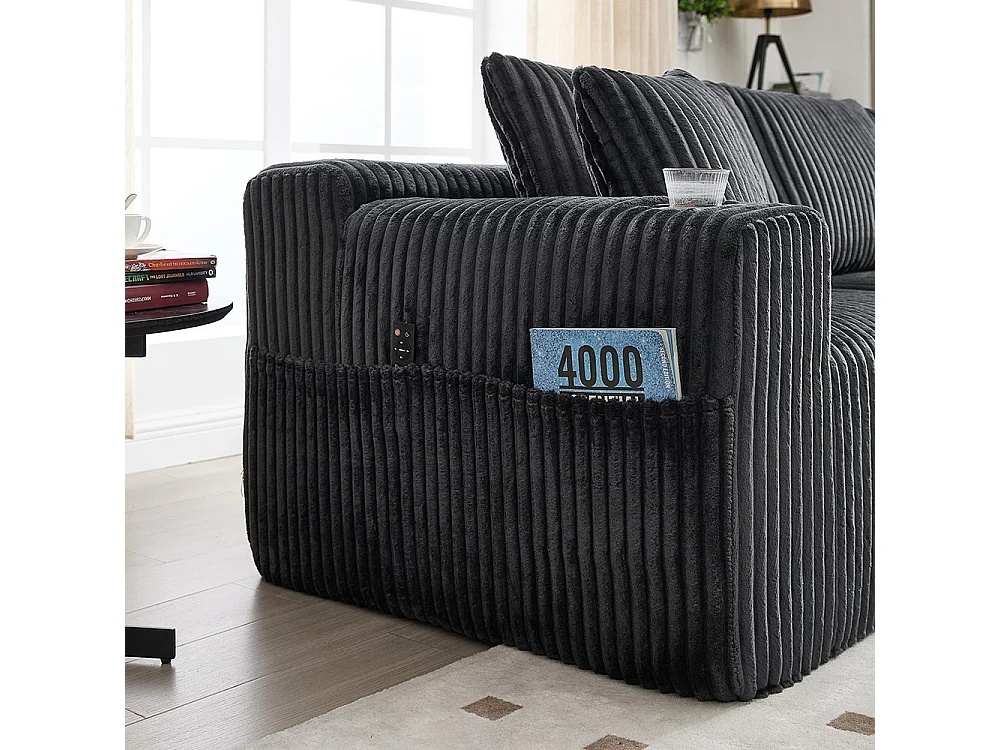 Canapés modulaires chaise longue 2 places velours doux 5 coussins poches porte-gobelets mousse dense DIY salon studio gris