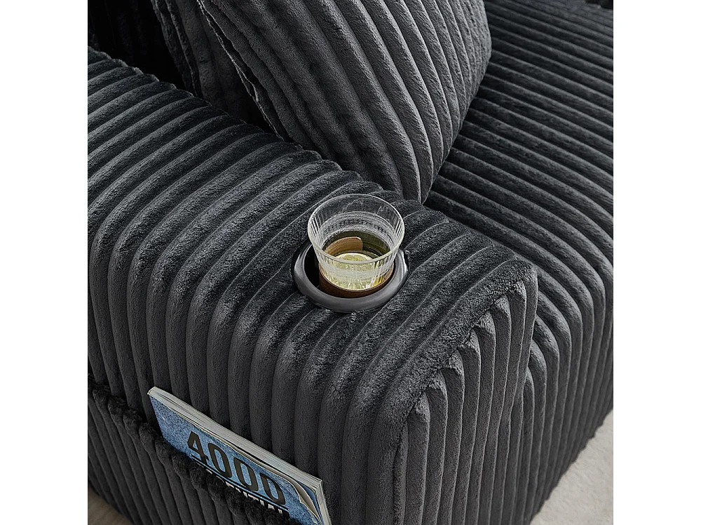 Canapés modulaires chaise longue 2 places velours doux 5 coussins poches porte-gobelets mousse dense DIY salon studio gris