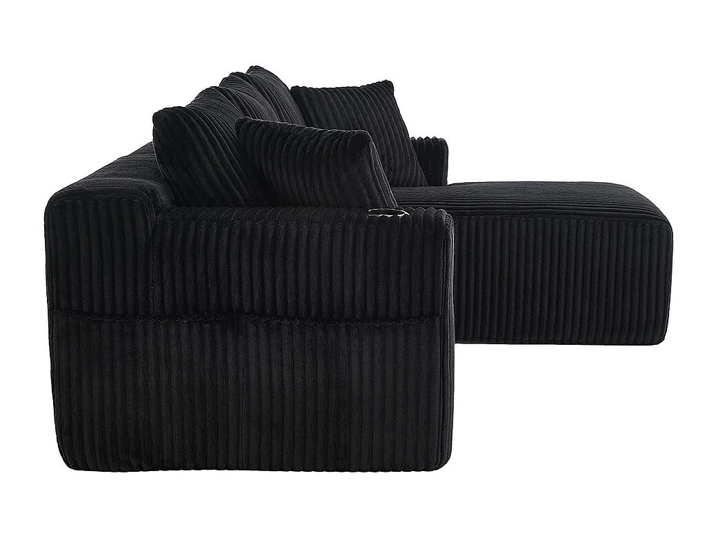 Canapés modulaires chaise longue 2 places velours doux 5 coussins poches porte-gobelets mousse dense DIY salon studio noir