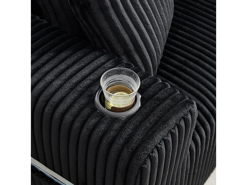 Canapés modulaires chaise longue 2 places velours doux 5 coussins poches porte-gobelets mousse dense DIY salon studio noir