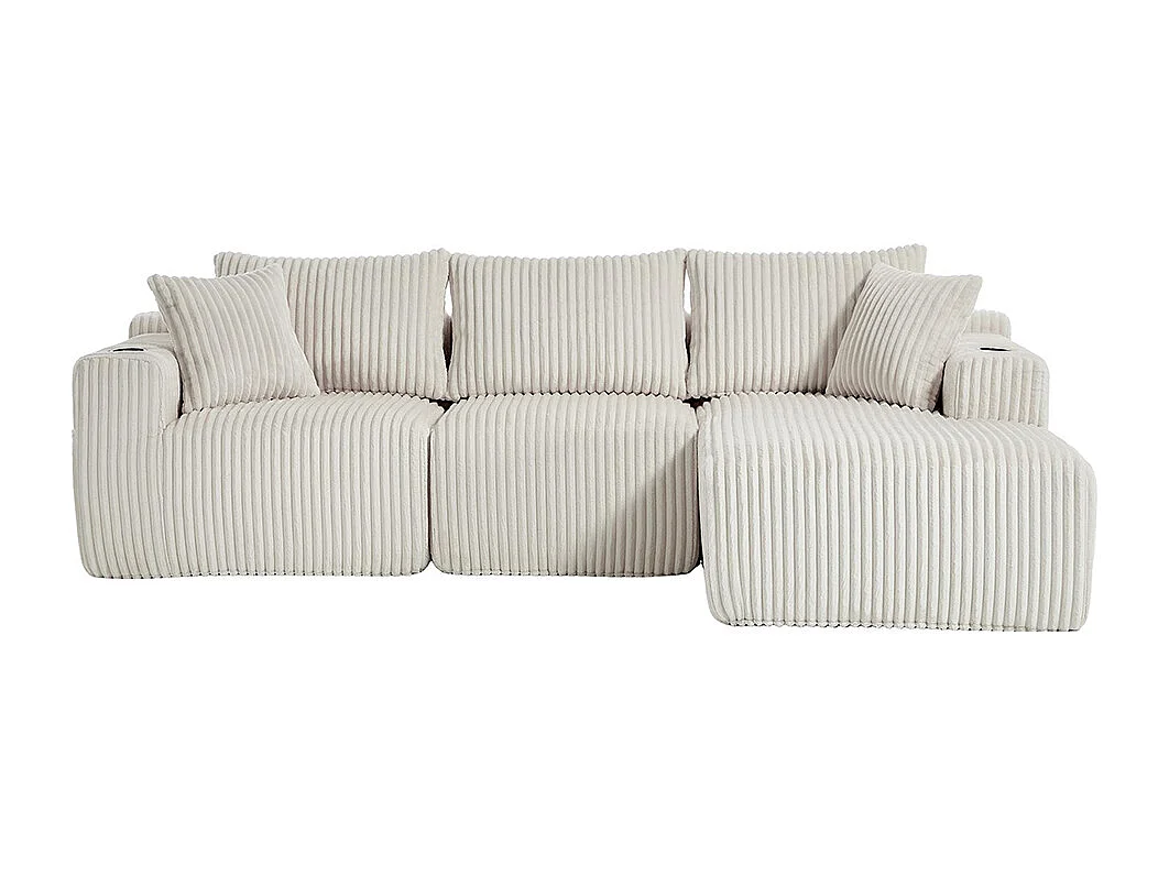 Canapés modulaires chaise longue 2 places velours doux 5 coussins poches porte-boissons mousse dense DIY salon studio beige