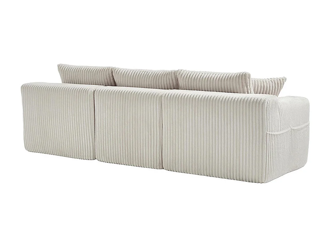 Canapés modulaires chaise longue 2 places velours doux 5 coussins poches porte-boissons mousse dense DIY salon studio beige