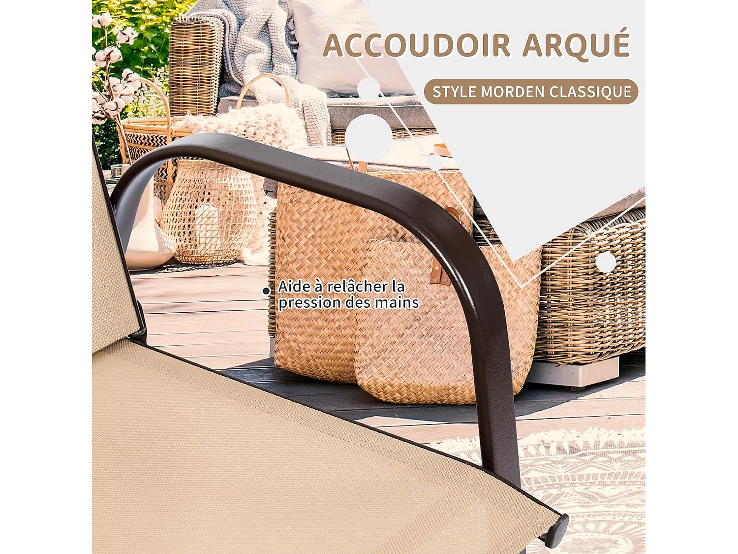 Set van 2 Comfortabele Beige Tuinstoelen van Metaal - Voor Tuin, Zwembad, Eetkamer