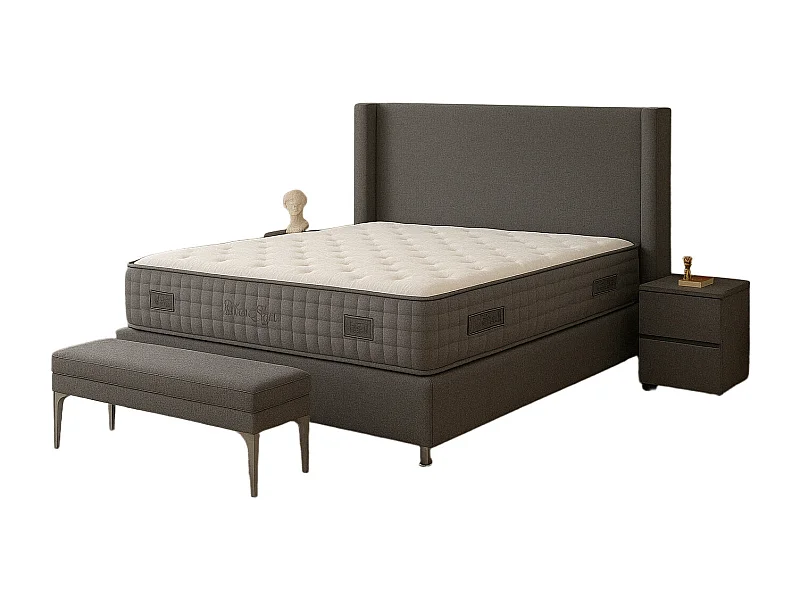 Lit Coffre COCO – Velours – 160x200 cm avec Planche en Bois