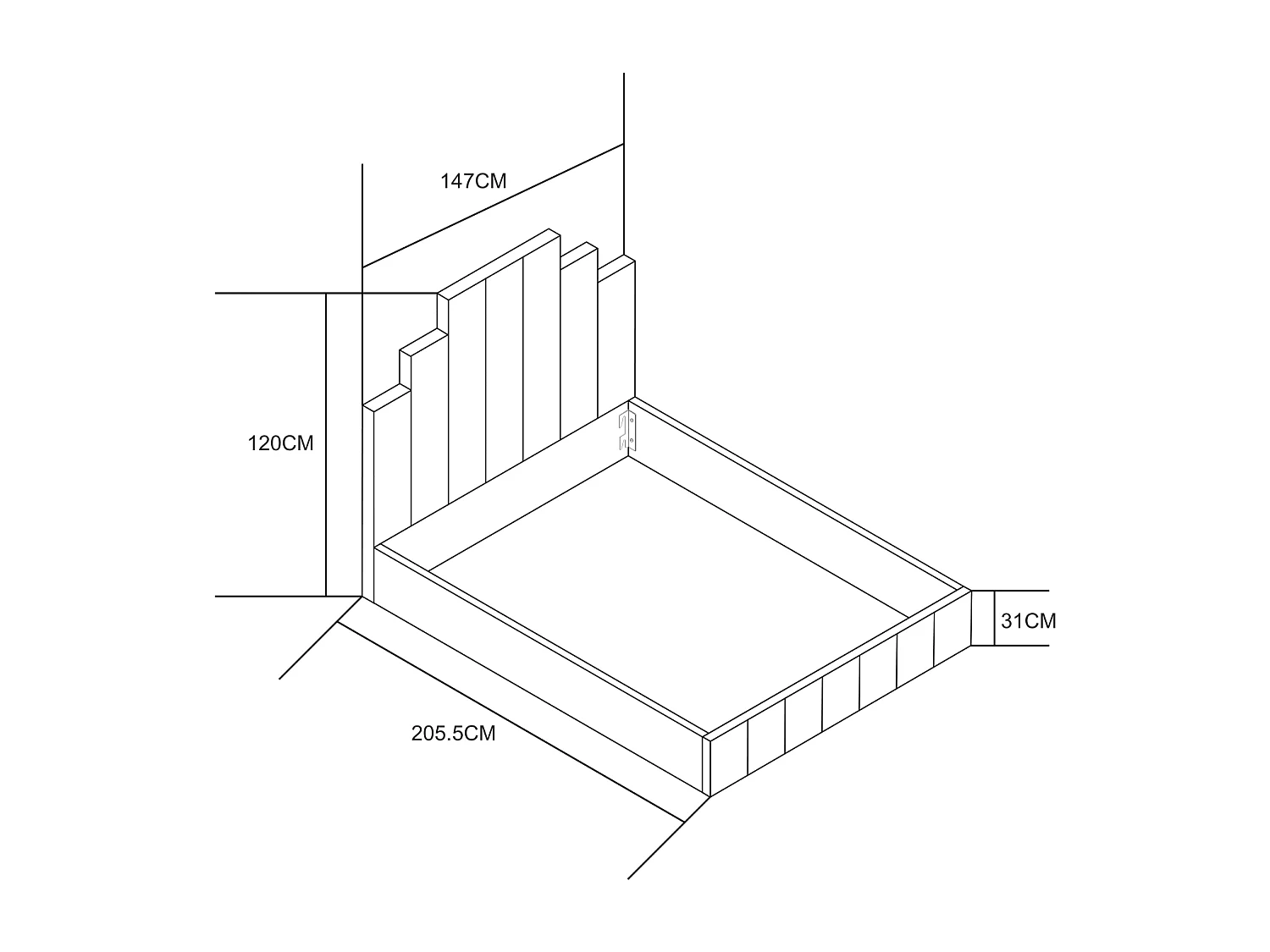 Cadre de lit PIANO velours 140x190cm
