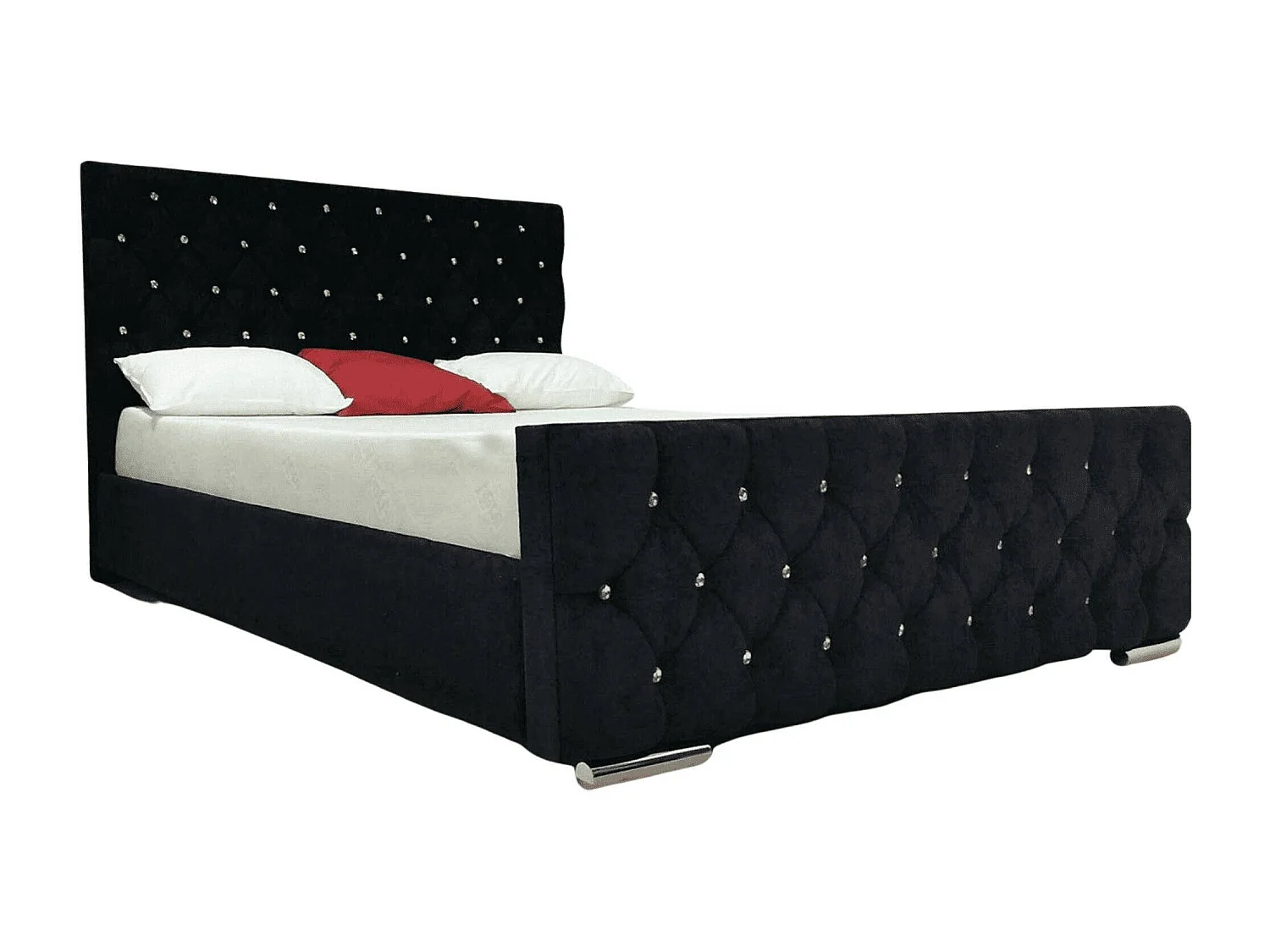 Lit PRESTIGE 2 places 140x190 cm velours noir sommier inclus