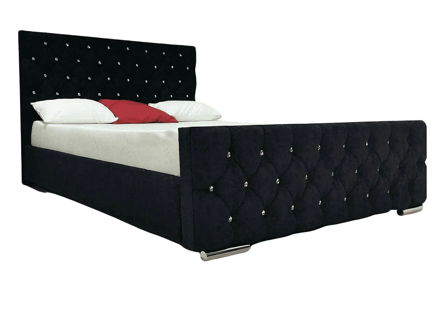 Lit PRESTIGE 2 places 140x190 cm velours noir sommier inclus