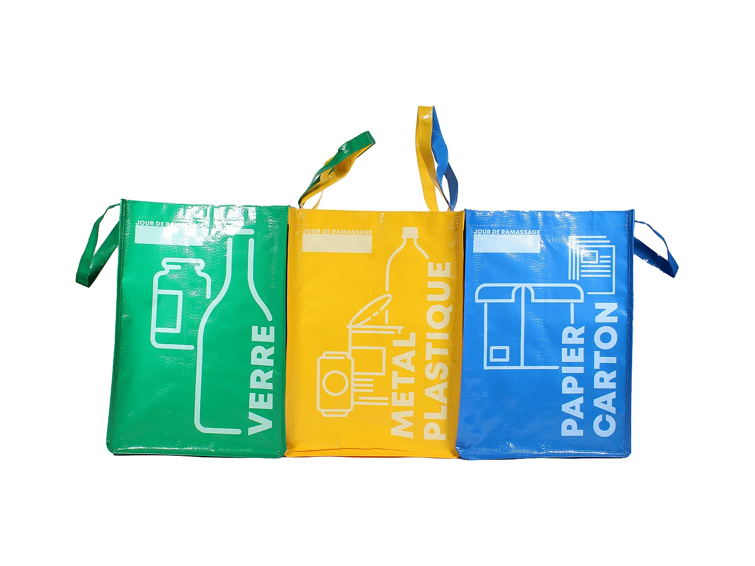 Lot de 3 sacs de tri pour papier et carton en plastique - 28.5 x 27.5 cm