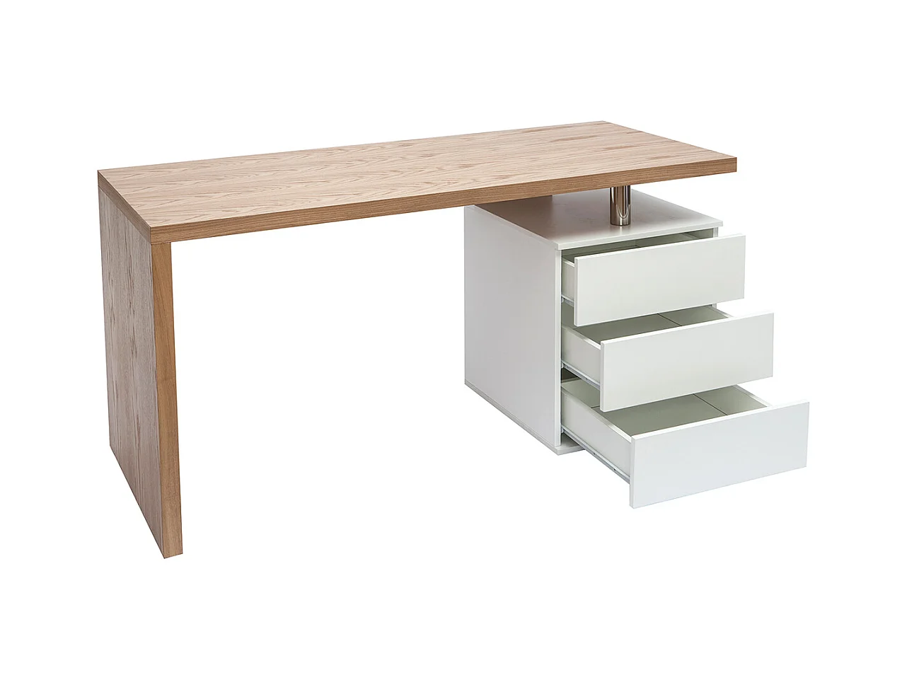 Bureau avec rangements 3 tiroirs design bois clair chêne et blanc L140 cm CALIX