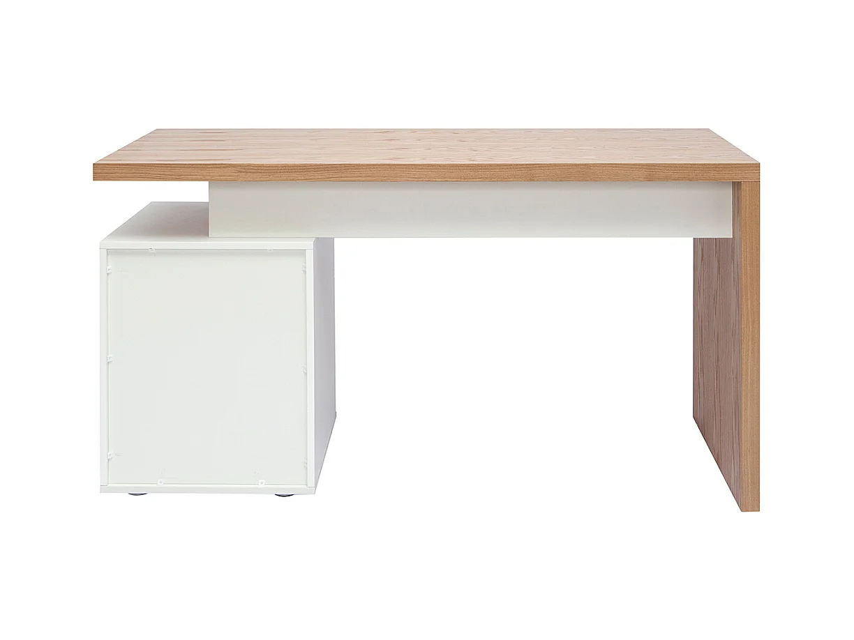 Bureau avec rangements 3 tiroirs design bois clair chêne et blanc L140 cm CALIX