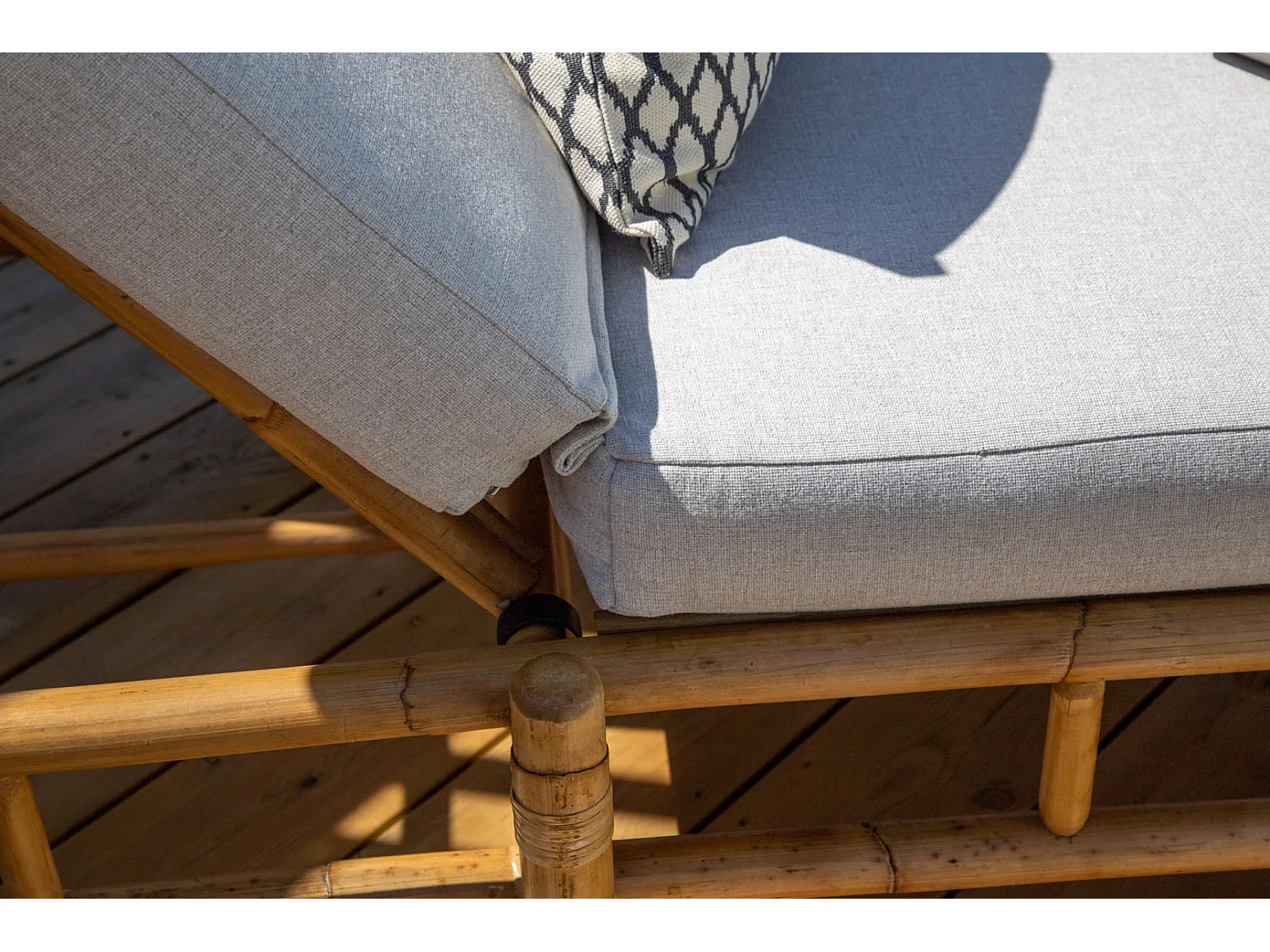 Transat "Cane" 210cm Naturel & Gris