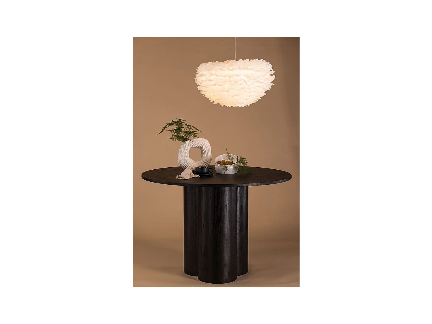 Lampe Suspension en plume "Nicola" 60cm Blanc