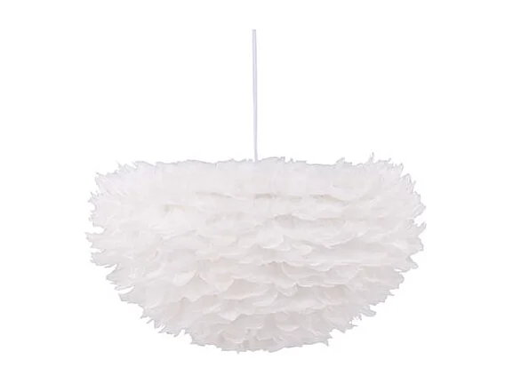 Lampe Suspension en plume "Nicola" 60cm Blanc
