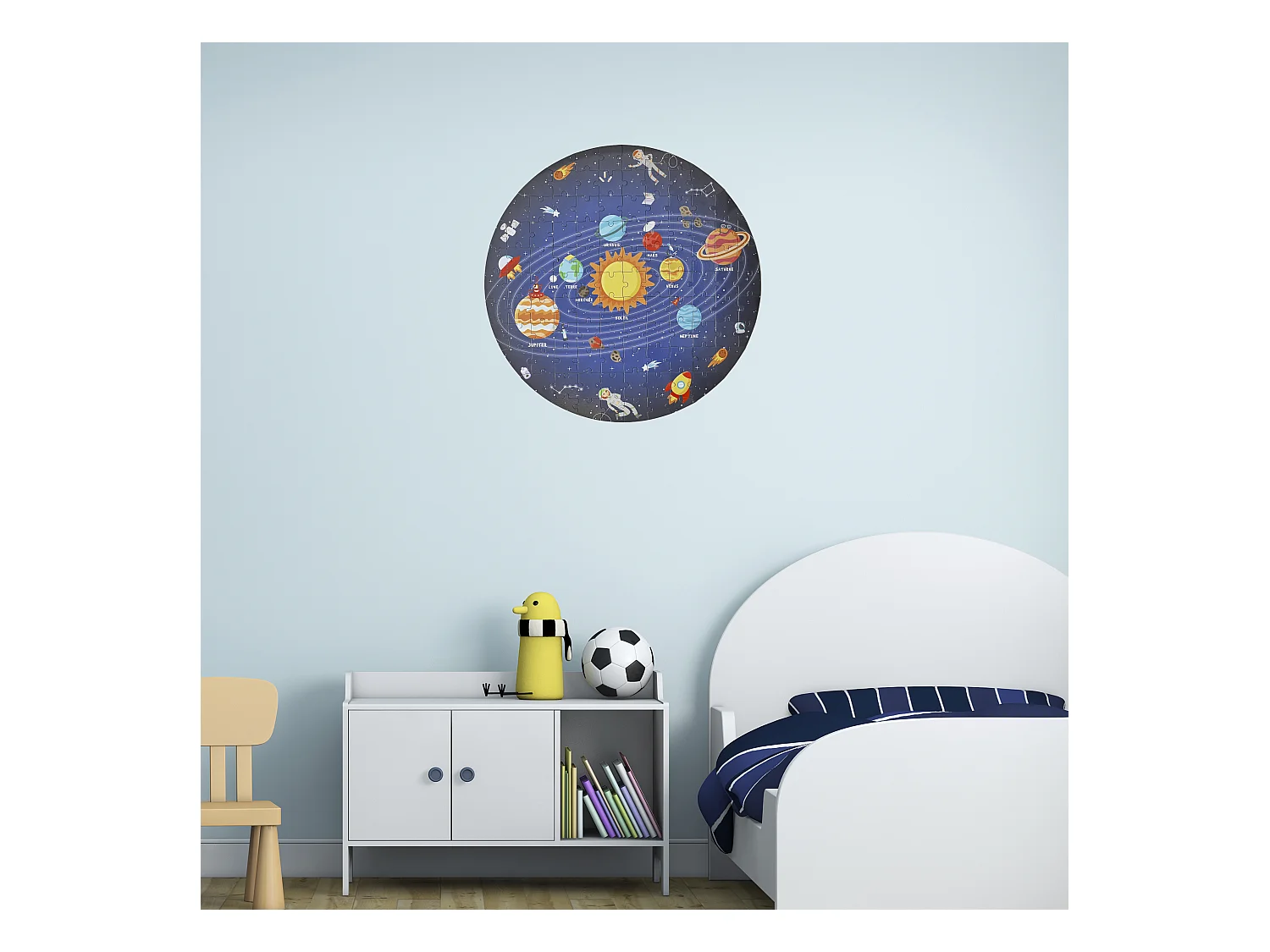 Puzzle Rond Systeme Solaire 100 Pieces Bleu, Orange, Rouge