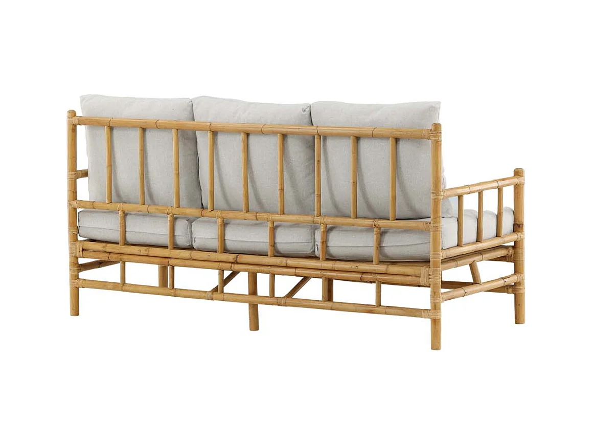 Canapé de jardin 3 Places "Cane" 180cm Naturel