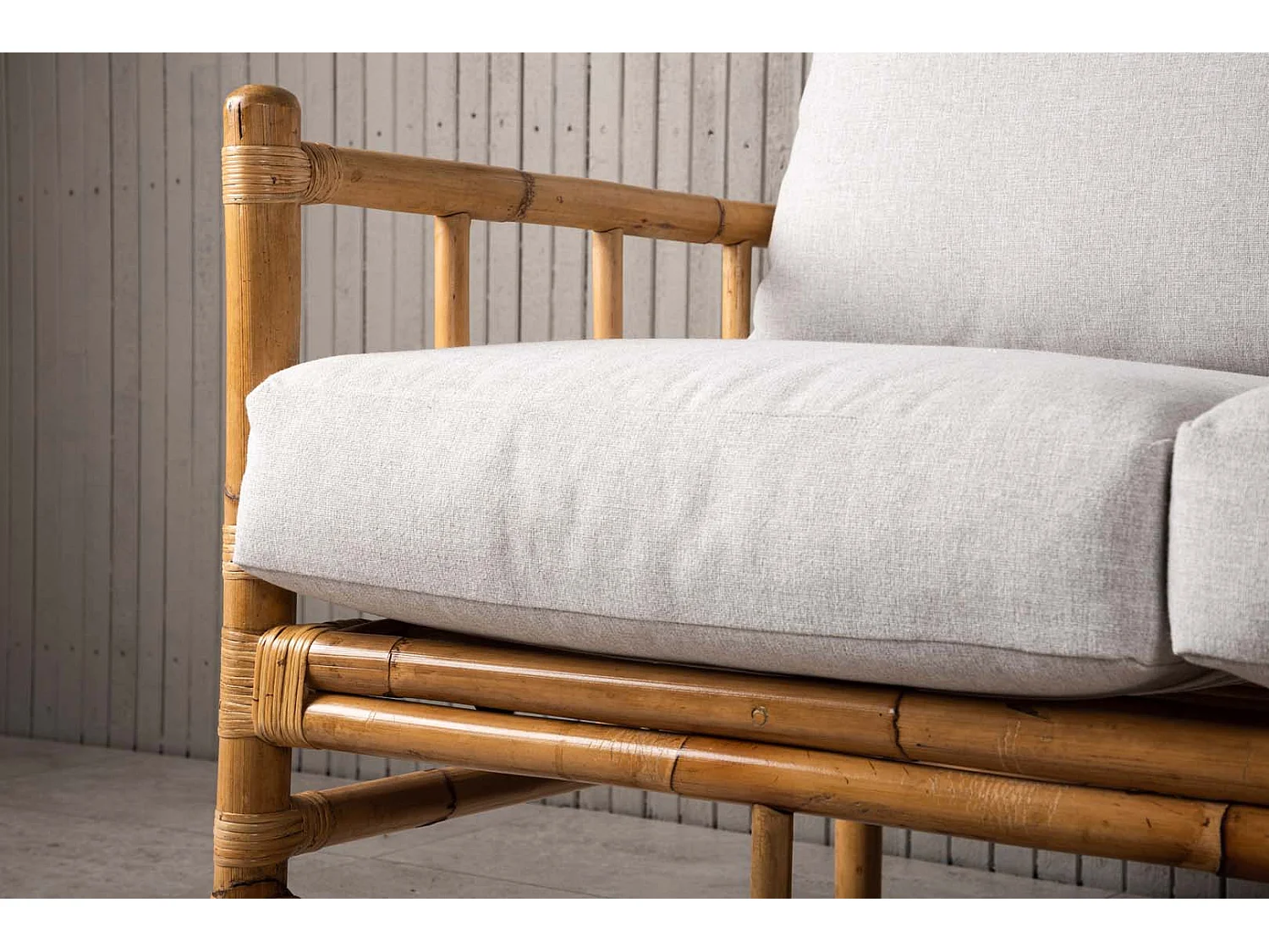 Canapé de jardin 3 Places "Cane" 180cm Naturel