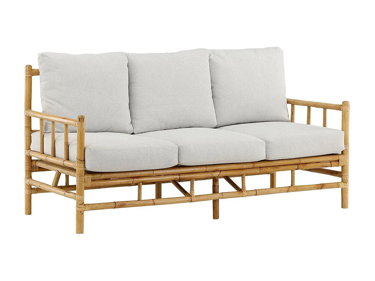 Cane tuinbank met tuinkussen 3 pers. naturel.