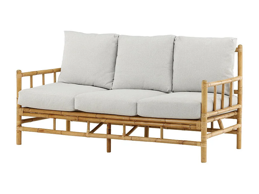 Cane tuinbank met tuinkussen 3 pers. naturel.