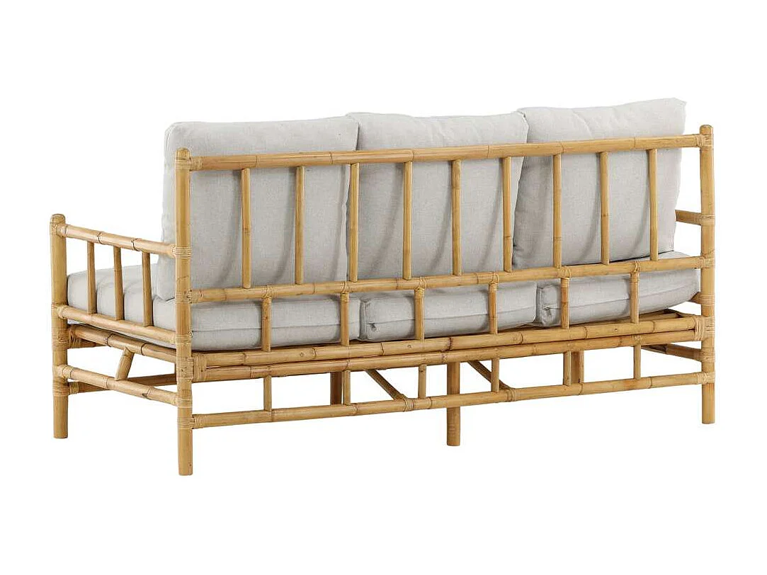 Cane tuinbank met tuinkussen 3 pers. naturel.