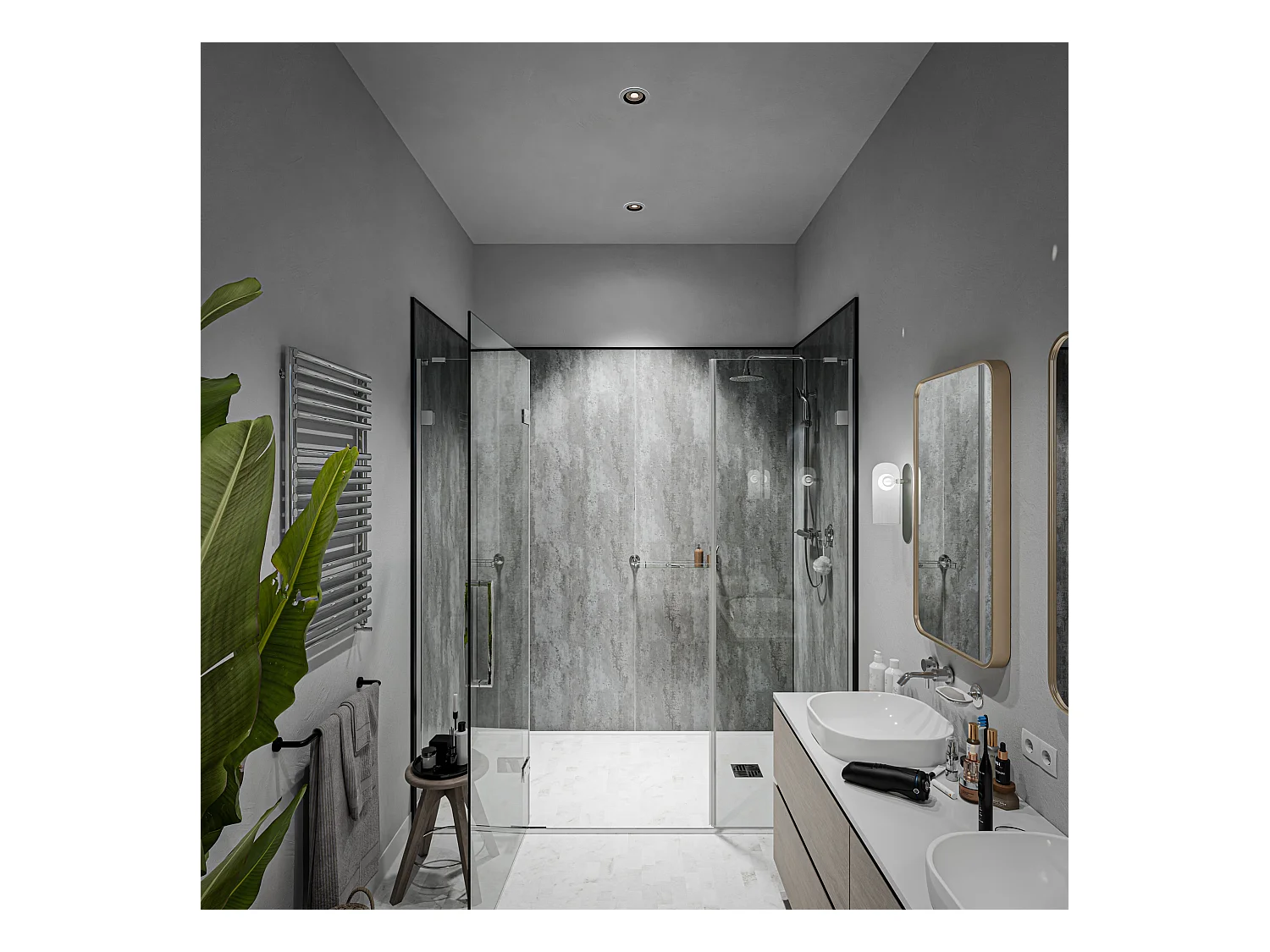 Panneau Douche PVC Béton Vieilli - L. 240 x l. 100 x ép. 1 cm