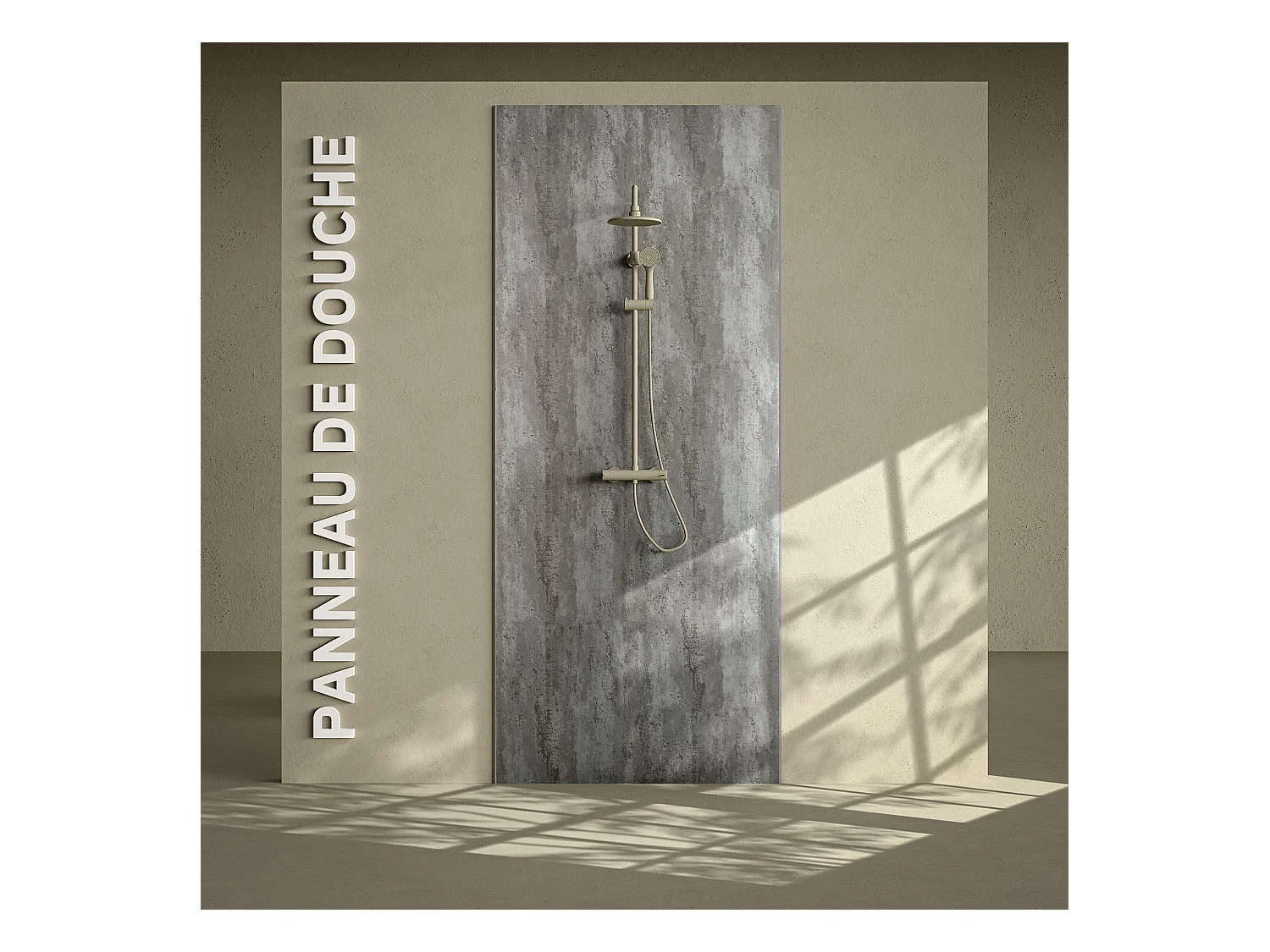 Panneau Douche PVC Béton Vieilli - L. 240 x l. 100 x ép. 1 cm