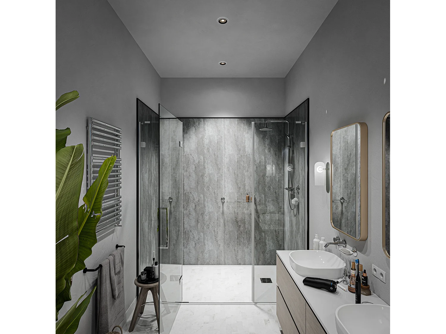 Panneau Douche PVC Béton Vieilli - L. 240 x l. 100 x ép. 1 cm