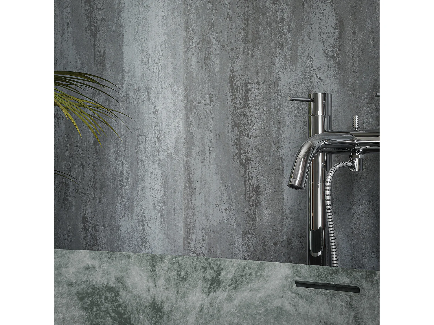 Panneau Douche PVC Béton Vieilli - L. 240 x l. 100 x ép. 1 cm