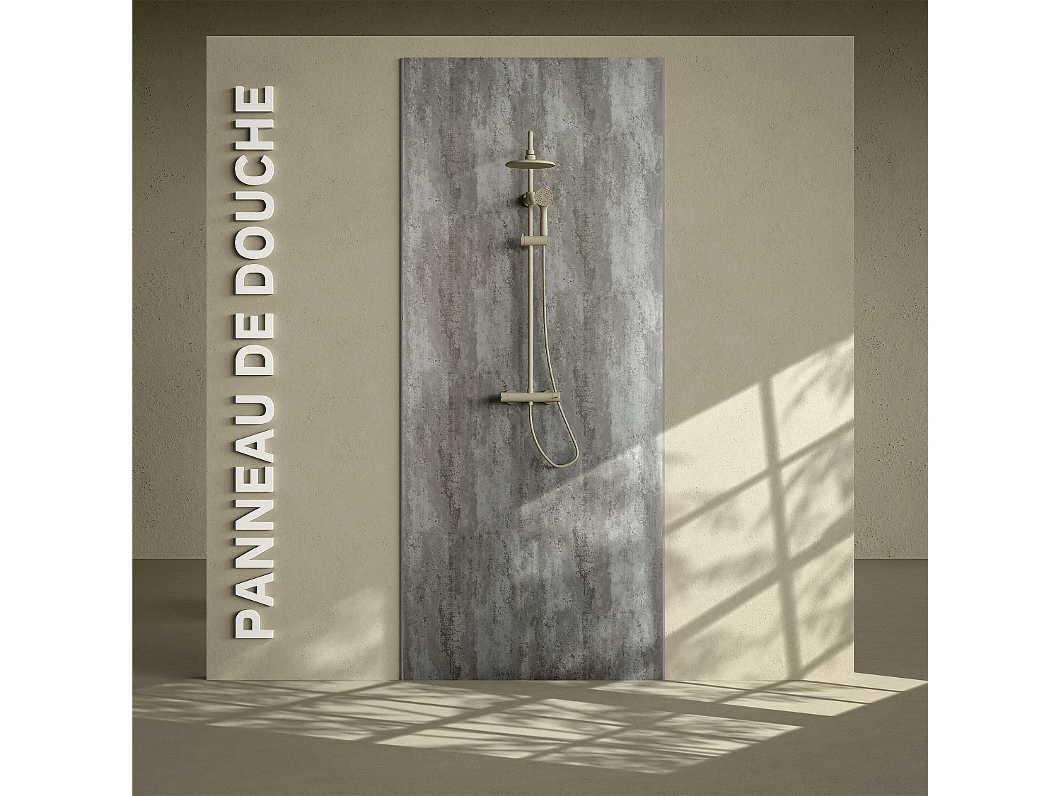 Panneau Douche PVC Béton Vieilli - L. 240 x l. 100 x ép. 1 cm