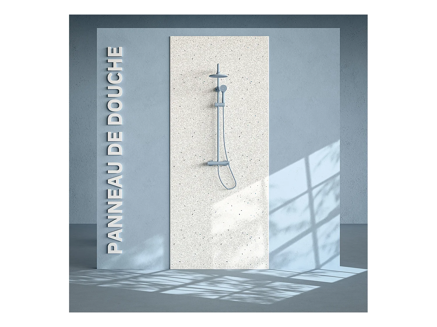 Panneau Douche PVC Terrazzo Blanc - L. 240 x l. 100 x ép. 1 cm