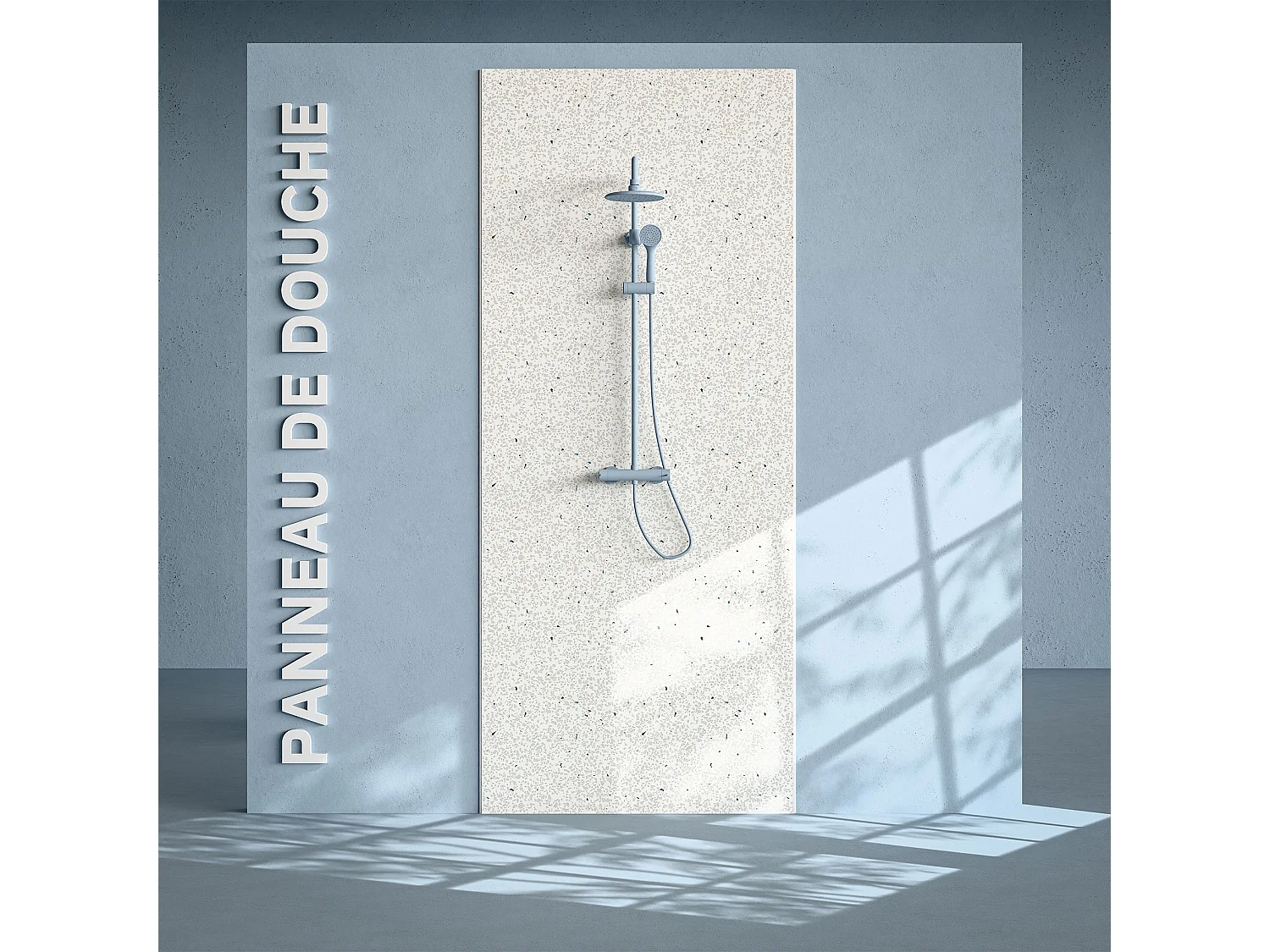 Panneau Douche PVC Terrazzo Blanc - L. 240 x l. 100 x ép. 1 cm