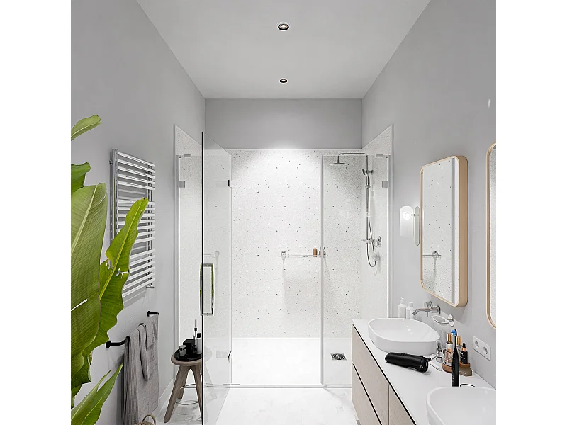 Panneau Douche PVC Terrazzo Blanc - L. 240 x l. 100 x ép. 1 cm