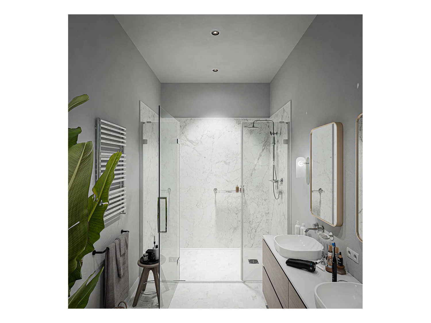 Panneau Douche PVC Marbre de Carrare - L. 240 x l. 100 x ép. 1 cm