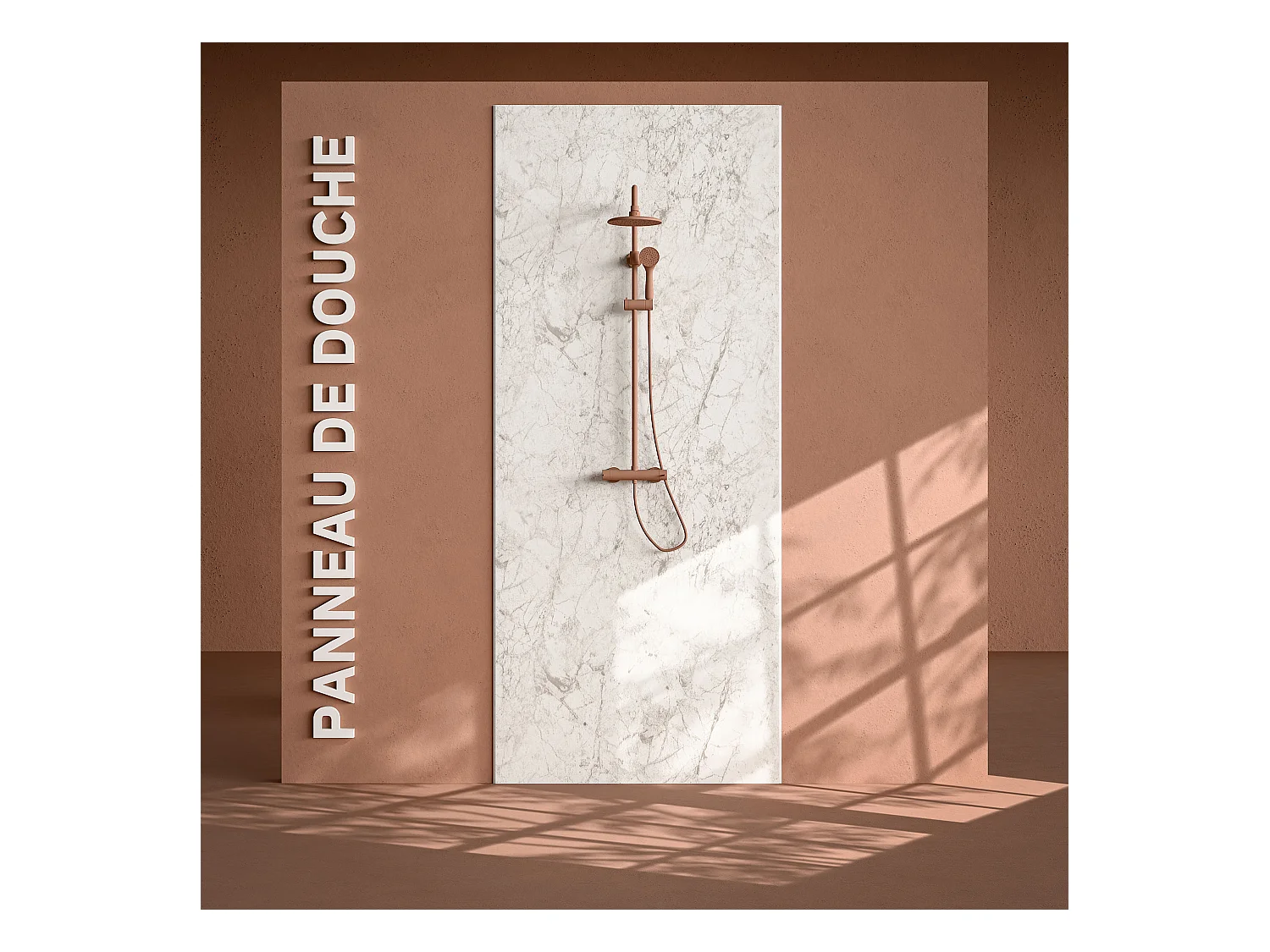 Panneau Douche PVC Marbre de Carrare - L. 240 x l. 100 x ép. 1 cm
